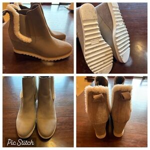 Toms Beige Ankle Boots with Faux Fur